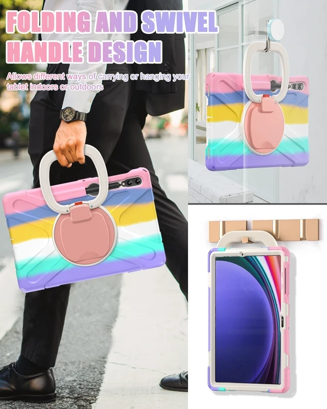 Alt view image 4 of 6 - for SAM-SUNG Galaxy Tab S9 FE+/S9+/S8+/S7+ Plus Case - Colorful Pink