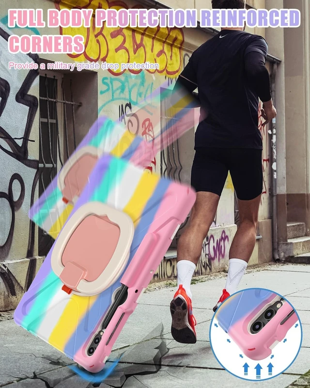Alt view image 6 of 6 - for SAM-SUNG Galaxy Tab S9 FE+/S9+/S8+/S7+ Plus Case - Colorful Pink