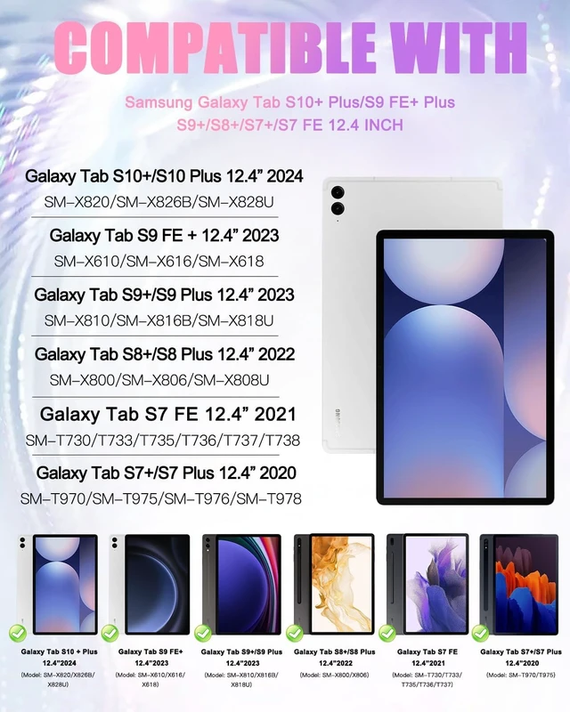 Alt view image 2 of 7 - Case for SAM-SUNG Galaxy Tab S10+ Plus/S9 FE+/S9+/S8+/S7 FE/S7+ 12.4"