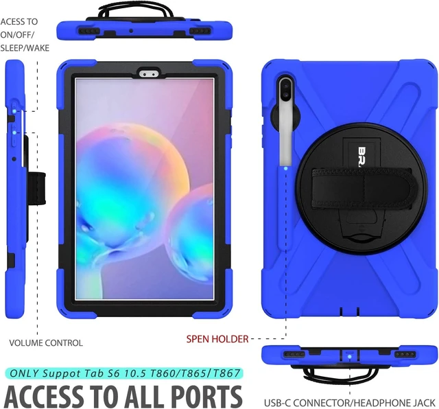 Alt view image 3 of 7 - Case for Galaxy Tab S6: 10.5" 2019 SAM-SUNG SM-T860/T865/T867 Blue