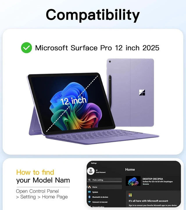 Alt view image 2 of 7 - Case for Surface Pro 12-12 inch 2025 Microsoft Black