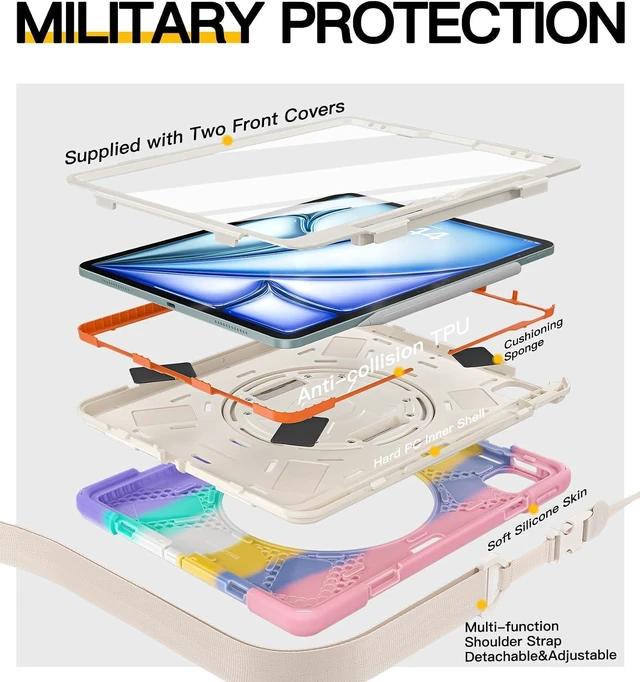 Alt view image 6 of 7 - Case for iPad Air 13 Inch: M4/M3/M2, iPad Pro 12.9 Inch2022-2018