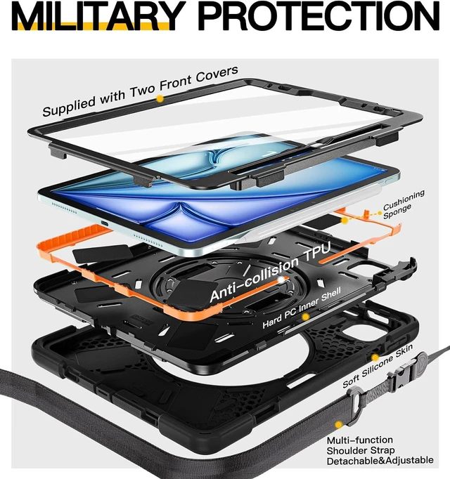 Alt view image 6 of 7 - Case for iPad Air 11 inch: M4/M3/M2/5th/4th, iPad Pro 11 inch: 4-1st