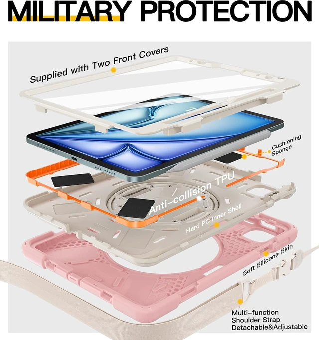 Alt view image 6 of 7 - Case for iPad Air 11 inch: M4/M3/M2/5th/4th, iPad Pro 11 inch: 4-1st