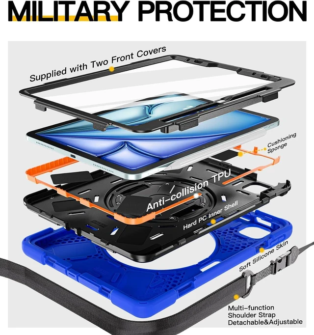 Alt view image 6 of 7 - Case for iPad Air 11 inch: M4/M3/M2/5th/4th, iPad Pro 11 inch: 4-1st