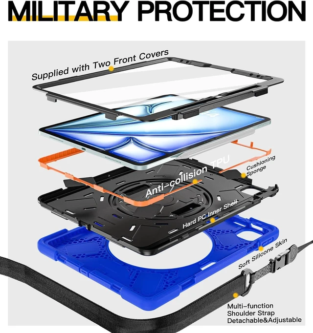 Alt view image 6 of 7 - Case for iPad Air 13 Inch: M4/M3/M2, iPad Pro 12.9 Inch2022-2018