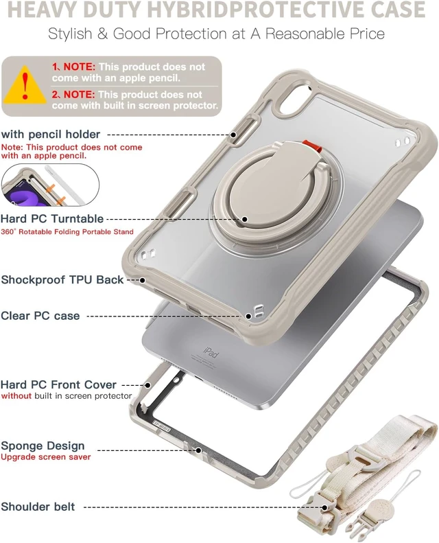 Alt view image 3 of 7 - Case for iPad mini 7 (a17 pro)/Mini 6-8.3 inch 2024/2021 Clear