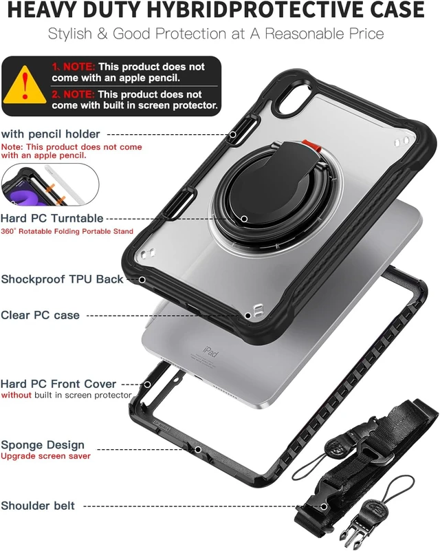Alt view image 3 of 7 - Case for iPad mini 7 (a17 pro)/Mini 6-8.3 inch 2024/2021 Clear