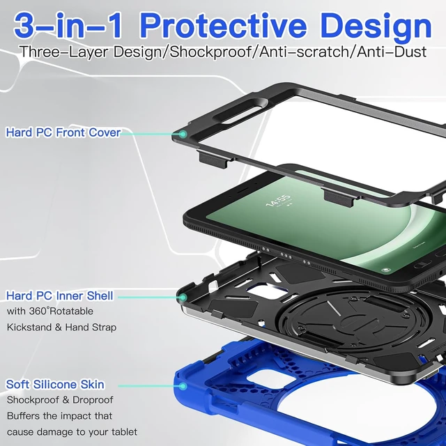 Alt view image 7 of 7 - Case for SAM-SUNG Galaxy Tab Active 5 / Active 3-8 inch Blue