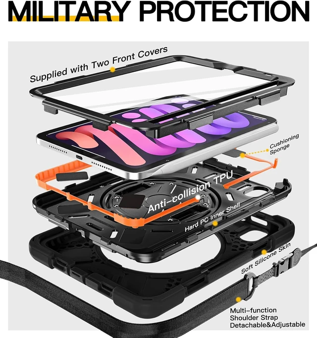 Alt view image 6 of 7 - for iPad mini 7(A17 Pro)/ 6 case 2024/2021 8.3" Silicone Hand Strap