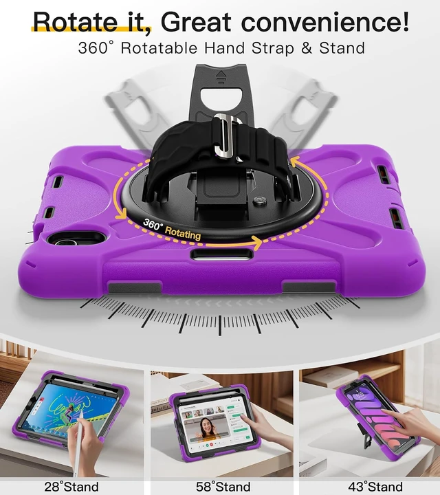 Alt view image 4 of 7 - for iPad mini 7(A17 Pro)/ 6 case 2024/2021 8.3" Silicone Hand Strap