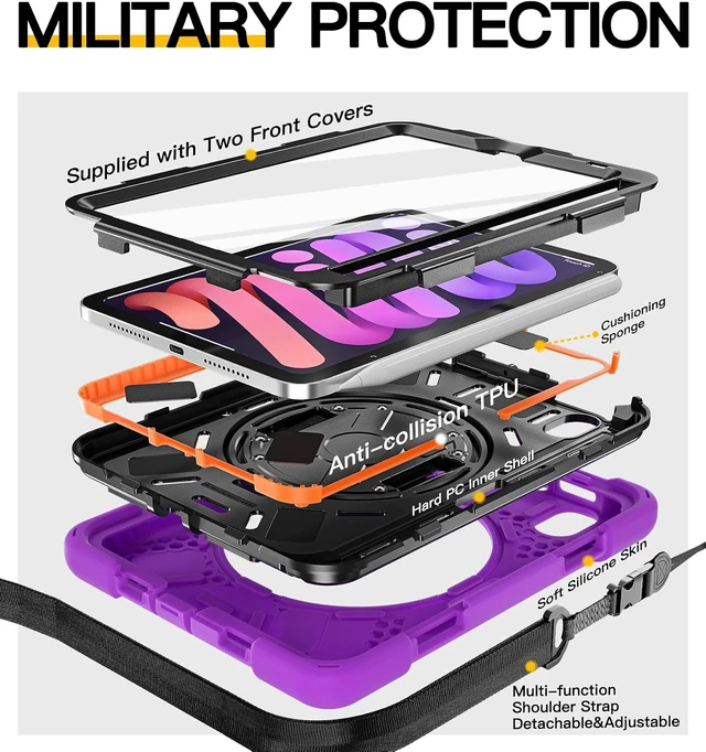 Alt view image 6 of 7 - for iPad mini 7(A17 Pro)/ 6 case 2024/2021 8.3" Silicone Hand Strap