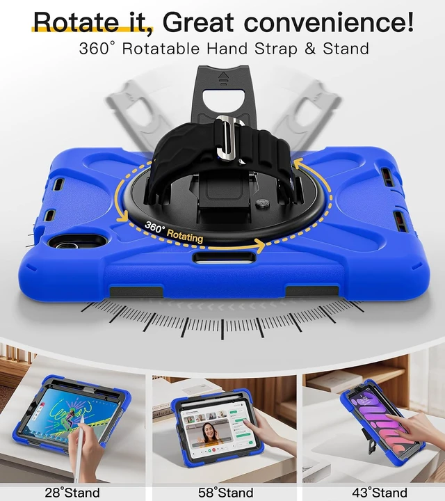 Alt view image 4 of 7 - for iPad mini 7(A17 Pro)/ 6 case 2024/2021 8.3" Silicone Hand Strap