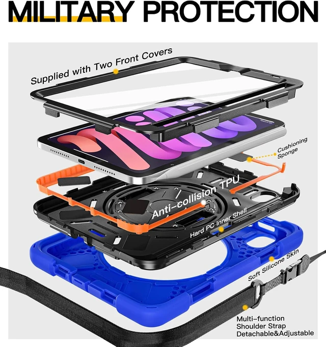 Alt view image 6 of 7 - for iPad mini 7(A17 Pro)/ 6 case 2024/2021 8.3" Silicone Hand Strap