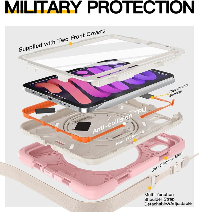Alt view image 6 of 7 - for iPad mini 7(A17 Pro)/ 6 case 2024/2021 8.3" Silicone Hand Strap