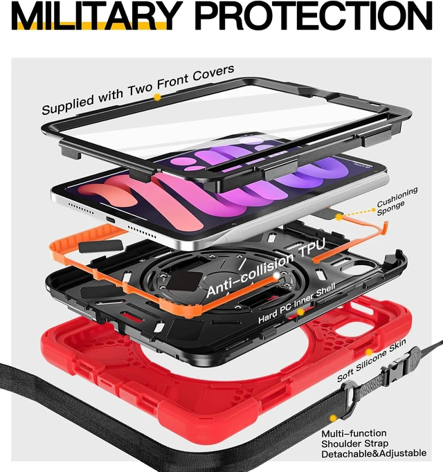 Alt view image 6 of 7 - for iPad mini 7(A17 Pro)/ 6 case 2024/2021 8.3" Silicone Hand Strap