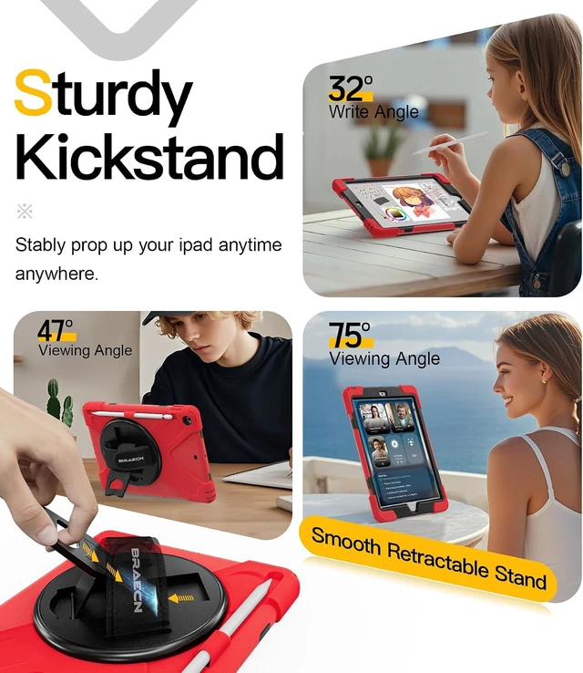 Alt view image 3 of 7 - Case for iPad 6th/5th Generation - 9.7 inch 2018/2017 Red