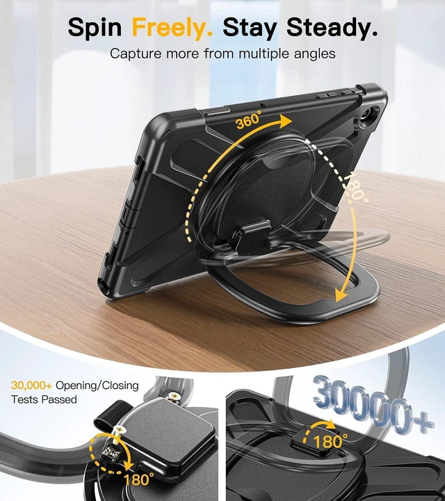 Alt view image 4 of 7 - Case for SAM-SUNG Galaxy Tab A9+ Plus - 2023 Black Tablet A9+ Case