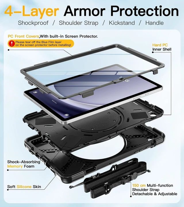 Alt view image 6 of 7 - Case for SAM-SUNG Galaxy Tab A9+ Plus - 2023 Black Tablet A9+ Case