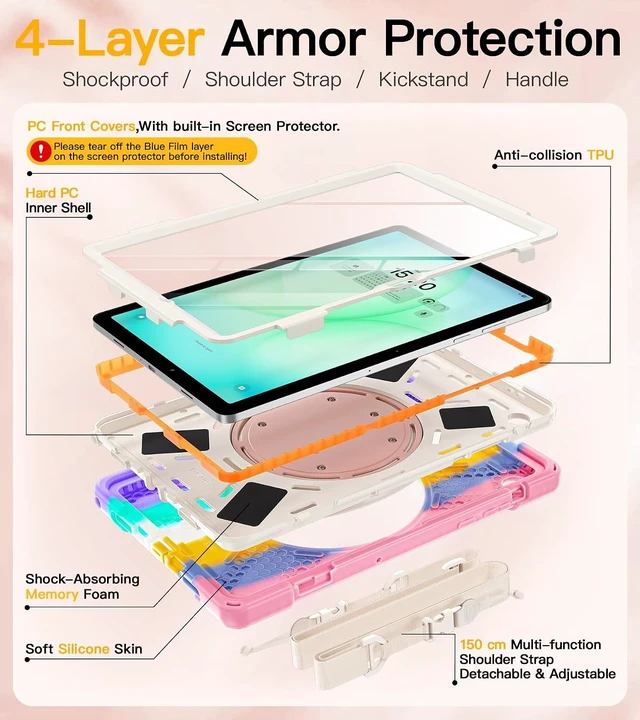 Alt view image 6 of 7 - Case for SAM-SUNG Galaxy Tab A11+ Plus - 2025 Colorful Pink