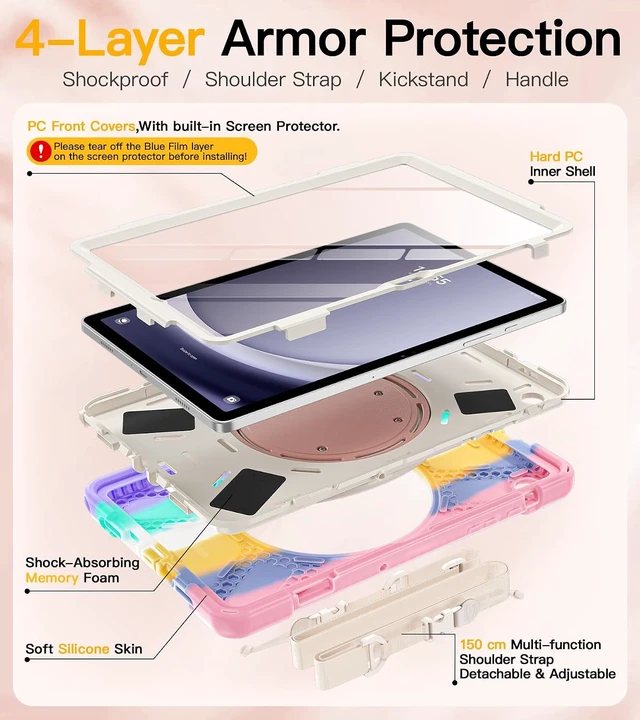 Alt view image 6 of 7 - Case for SAM-SUNG Galaxy Tab A9+ Plus - 2023 Colorful Pink