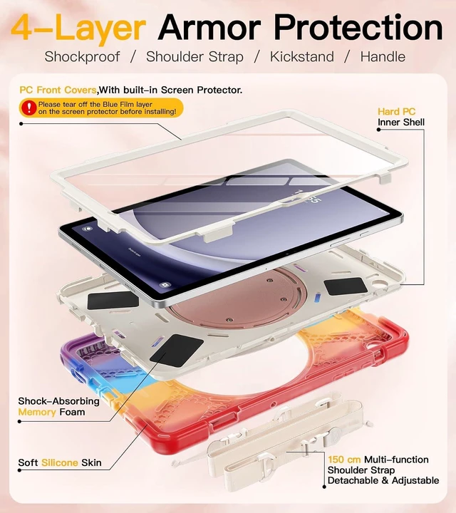 Alt view image 6 of 7 - Case for SAM-SUNG Galaxy Tab A9+ Plus - 2023 Colorful Red