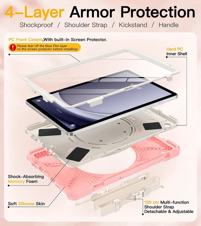Alt view image 6 of 7 - Case for SAM-SUNG Galaxy Tab A9+ Plus - 2023 Sakura Pink Tab A9+ Case