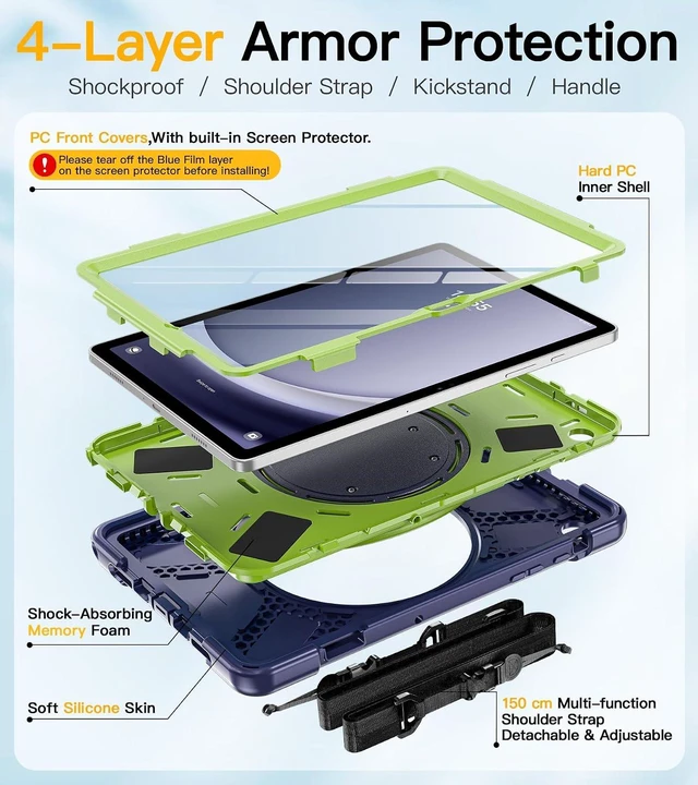 Alt view image 6 of 7 - Case for SAM-SUNG Galaxy Tab A9+ Plus - 2023 Navy Green Tab A9+ Case