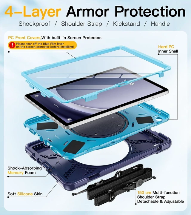 Alt view image 6 of 7 - Case for SAM-SUNG Galaxy Tab A9+ Plus - 2023, Navy Blue Tab A9+ Case
