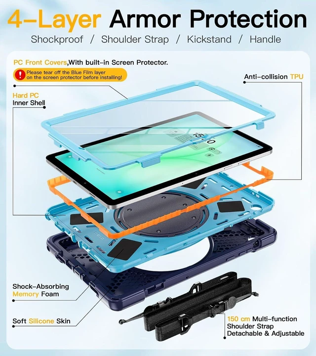 Alt view image 6 of 7 - Case for SAM-SUNG Galaxy Tab A11+ Plus - 2025 Navy Blue Tab A11+ Case