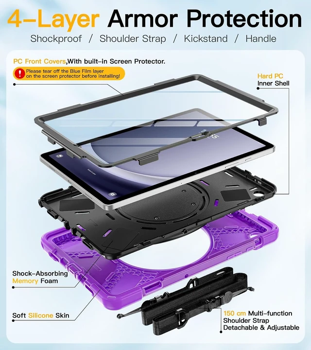 Alt view image 6 of 7 - Case for SAM-SUNG Galaxy Tab A9+ Plus - 2023 Purple Tablet A9+ Case