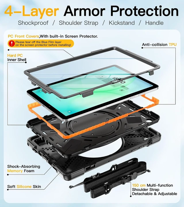 Alt view image 6 of 7 - Case for SAM-SUNG Galaxy Tab A11+ Plus - 2025 Black Tab A11+ Case