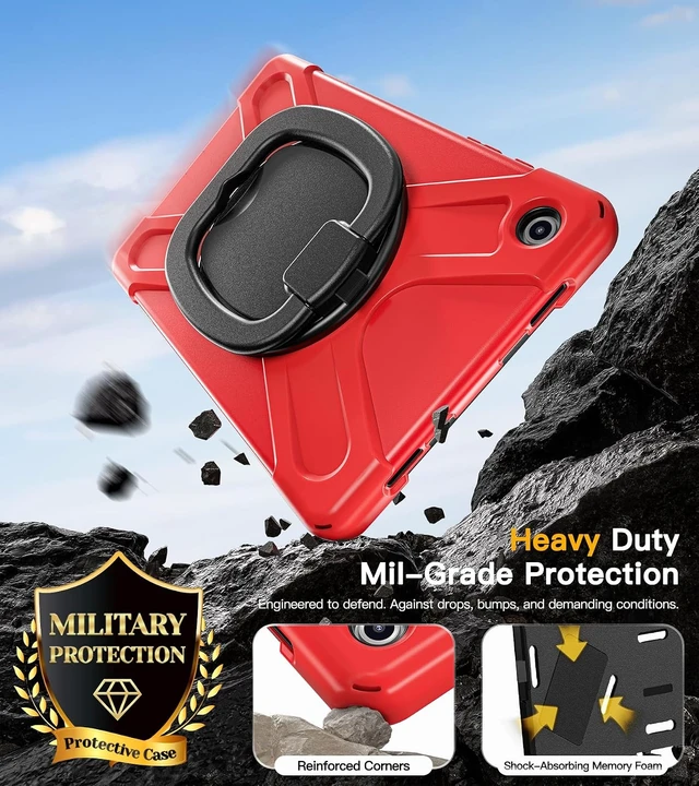 Alt view image 3 of 7 - Case for SAM-SUNG Galaxy Tab A9+ Plus - 2023 Red Tablet A9+ Case