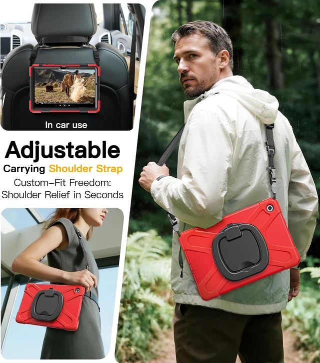Alt view image 5 of 7 - Case for SAM-SUNG Galaxy Tab A9+ Plus - 2023 Red Tablet A9+ Case
