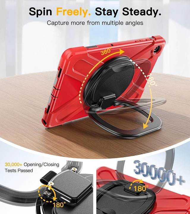 Alt view image 4 of 7 - Case for SAM-SUNG Galaxy Tab A9+ Plus - 2023 Red Tablet A9+ Case