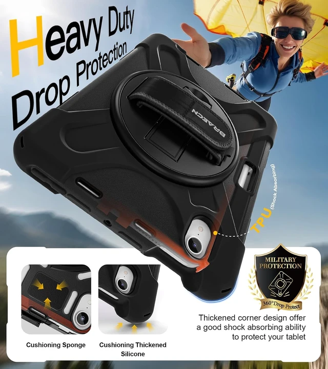 Alt view image 3 of 7 - for iPad mini 7(A17 Pro)/ 6 case 2024/2021 8.3" Velcro Hand Strap