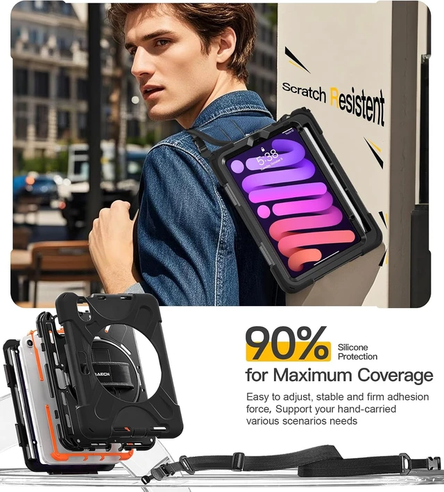 Alt view image 7 of 7 - for iPad mini 7(A17 Pro)/ 6 case 2024/2021 8.3" Velcro Hand Strap