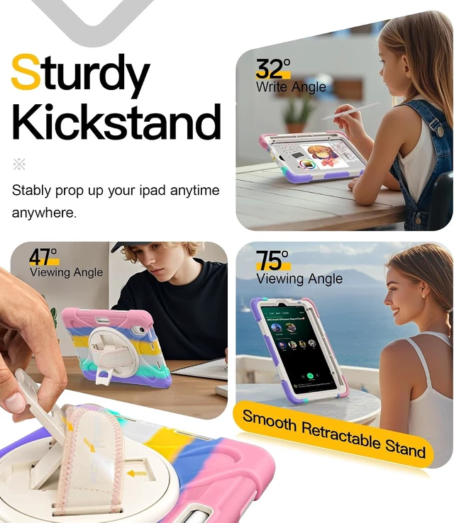 Alt view image 4 of 7 - for iPad mini 7(A17 Pro)/ 6 case 2024/2021 8.3" Velcro Hand Strap