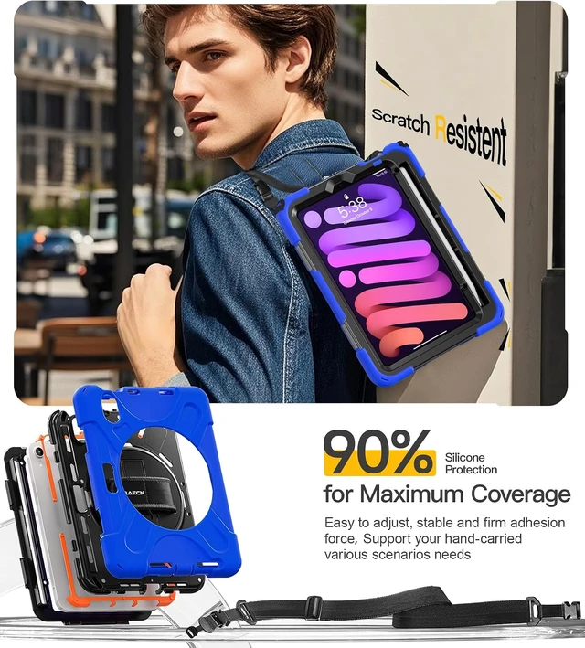 Alt view image 7 of 7 - for iPad mini 7(A17 Pro)/ 6 case 2024/2021 8.3" Velcro Hand Strap