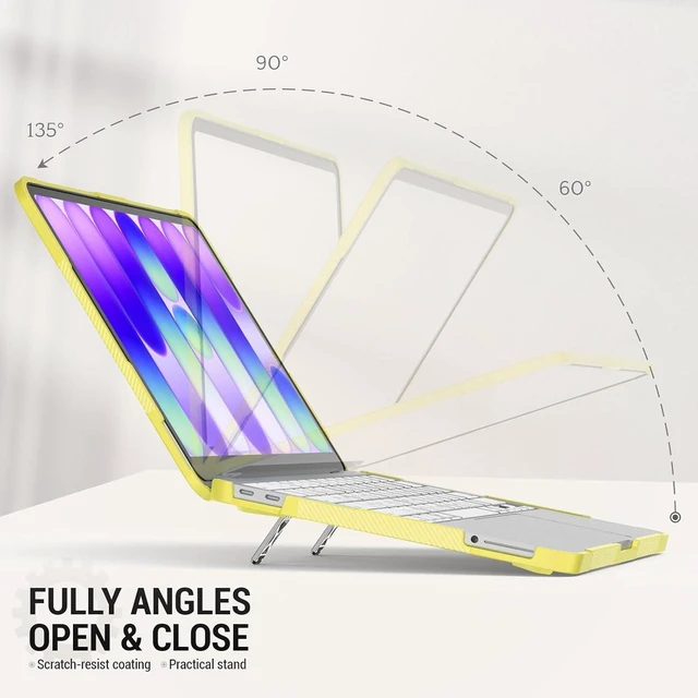Alt view image 3 of 7 - Case for MacBook Neo (A18 Pro) 2026 13 inch, Shock-Absorbing Protection with Folding Stand &Mouse Pad Case for MacBook Neo (A18 Pro) 2026 13 inch, Yellow