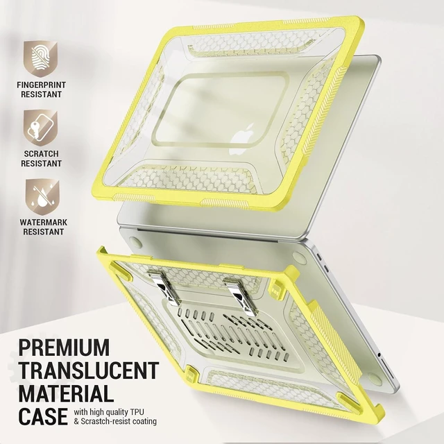 Alt view image 4 of 7 - Case for MacBook Neo (A18 Pro) 2026 13 inch, Shock-Absorbing Protection with Folding Stand &Mouse Pad Case for MacBook Neo (A18 Pro) 2026 13 inch, Yellow