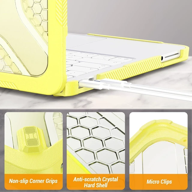 Alt view image 7 of 7 - Case for MacBook Neo (A18 Pro) 2026 13 inch, Shock-Absorbing Protection with Folding Stand &Mouse Pad Case for MacBook Neo (A18 Pro) 2026 13 inch, Yellow