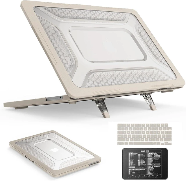 Main image of Case for MacBook Air 13.6 inch, Shock-Absorbing Protection with Folding Stand &Mouse Pad Case for MacBook Air 13.6 inch, Beige