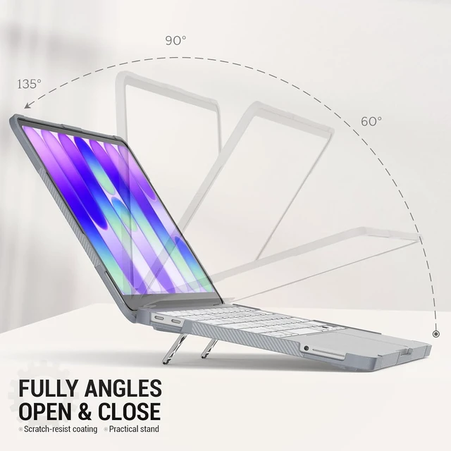 Alt view image 3 of 7 - Case for MacBook Neo (A18 Pro) 2026 13 inch, Shock-Absorbing Protection with Folding Stand &Mouse Pad Case for MacBook Neo (A18 Pro) 2026 13 inch, Gray