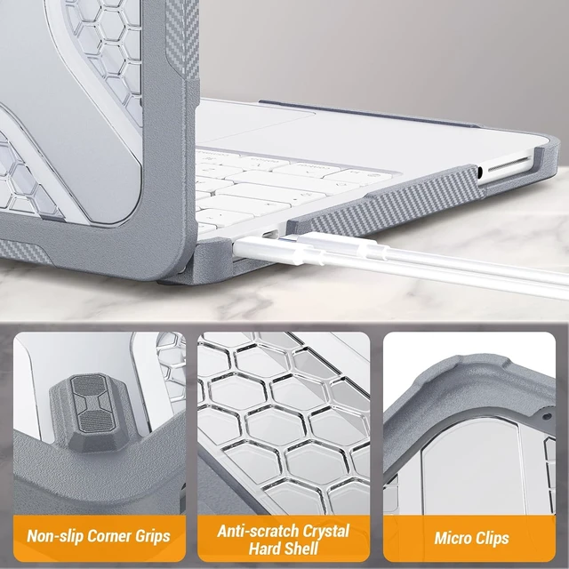 Alt view image 7 of 7 - Case for MacBook Neo (A18 Pro) 2026 13 inch, Shock-Absorbing Protection with Folding Stand &Mouse Pad Case for MacBook Neo (A18 Pro) 2026 13 inch, Gray