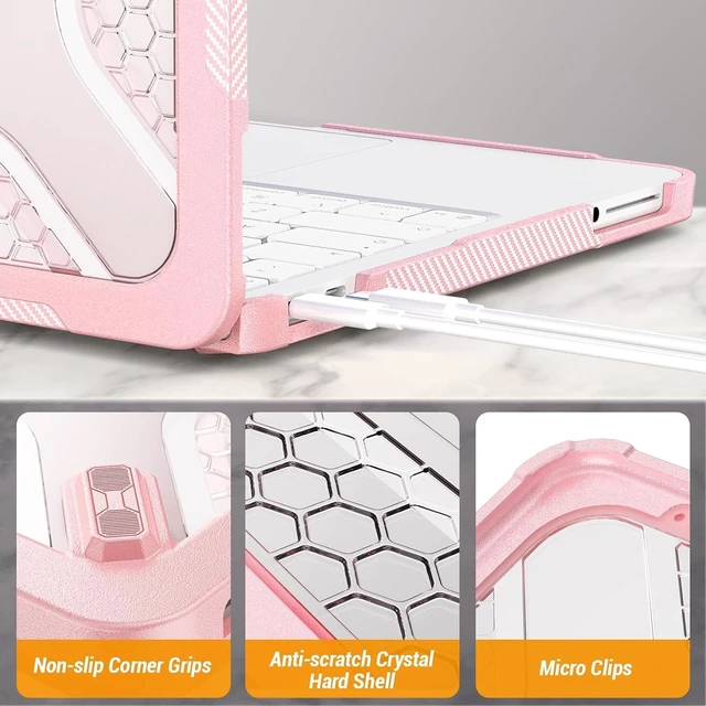 Alt view image 7 of 7 - Case for MacBook Neo (A18 Pro) 2026 13 inch, Shock-Absorbing Protection with Folding Stand &Mouse Pad Case for MacBook Neo (A18 Pro) 2026 13 inch, Pink