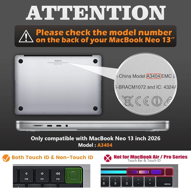 Alt view image 2 of 7 - Case for MacBook Neo (A18 Pro) 2026 13 inch, Shock-Absorbing Protection with Folding Stand &Mouse Pad Case for MacBook Neo (A18 Pro) 2026 13 inch, Gray