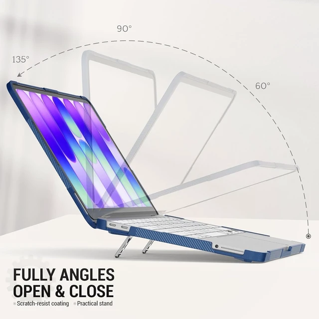 Alt view image 3 of 7 - Case for MacBook Neo (A18 Pro) 2026 13 inch, Shock-Absorbing Protection with Folding Stand &Mouse Pad Case for MacBook Neo (A18 Pro) 2026 13 inch, Blue
