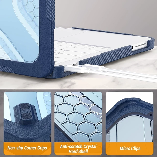 Alt view image 7 of 7 - Case for MacBook Neo (A18 Pro) 2026 13 inch, Shock-Absorbing Protection with Folding Stand &Mouse Pad Case for MacBook Neo (A18 Pro) 2026 13 inch, Blue