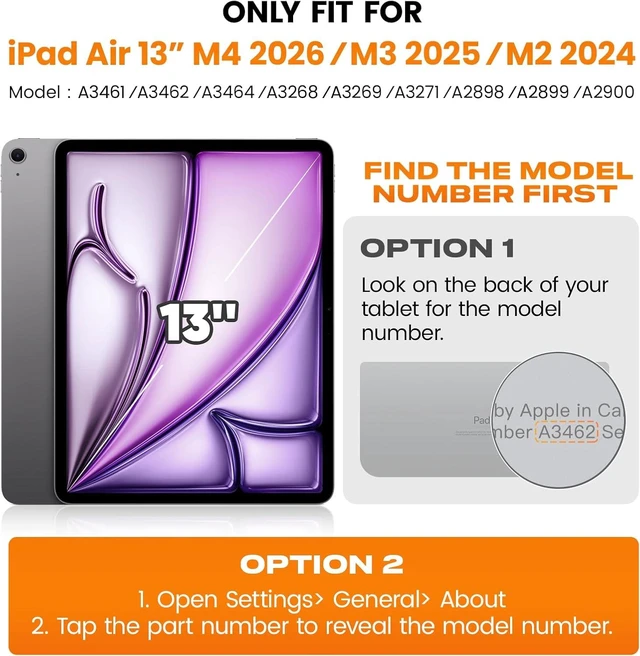Alt view image 2 of 7 - Case for iPad Air 13-inch M4-M2 2026-2024 (Gen 8-6), Shockproof Heavy Duty Case with Screen Protector, Pencil Holder, Rotating Stand, Hand Strap, Shoulder Strap, Black